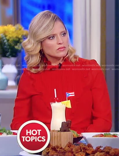 Sara's red ruffle front victorian dress on The View