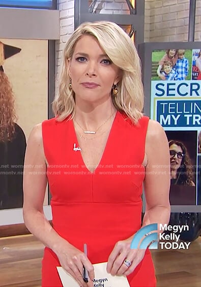 Megyn’s red sleeveless v-neck dress on Megyn Kelly Today