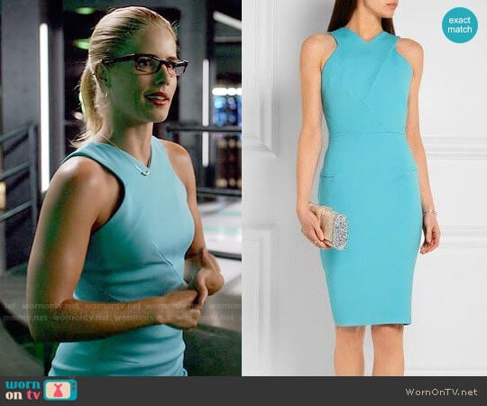 Roland Mouret Wilton Dress worn by Felicity Smoak (Emily Bett Rickards) on Arrow