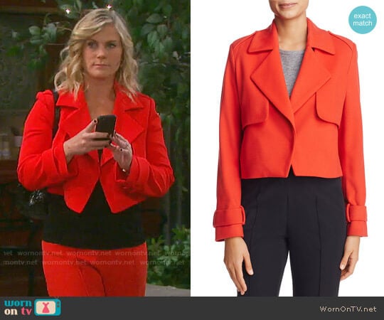 St. Emile Solveig Cropped Trench Jacket worn by Sami Brady (Alison Sweeney) on Days of our Lives