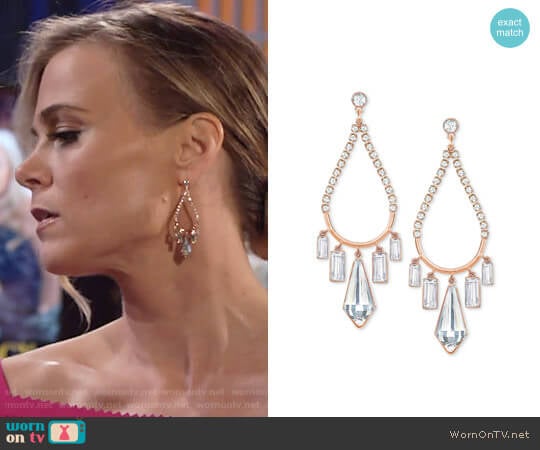 Swarovski Rose Gold-Tone Crystal Chandelier Earrings worn by Phyllis Newman (Gina Tognoni) on The Young and the Restless