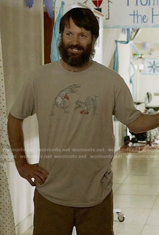 Tandy’s boxing dinosaurs t-shirt on Last Man on Earth