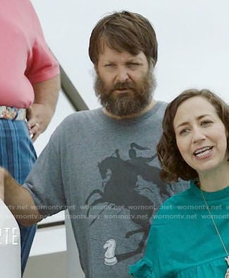 Tandy’s grey knight graphic tee on Last Man on Earth