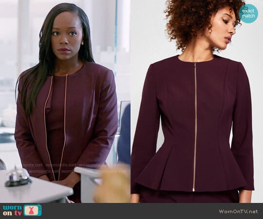 Ted Baker Suria Jacket worn by Michaela Pratt (Aja Naomi King) on How to Get Away with Murder