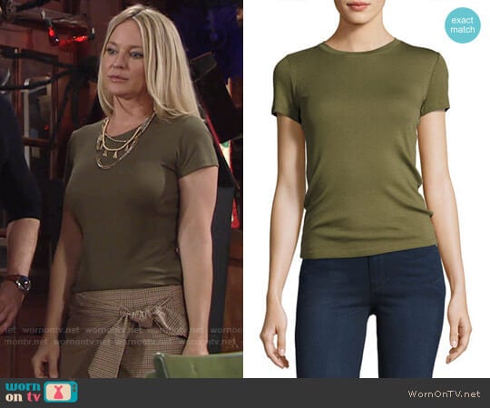 Theory Rodiona Top worn by Sharon Newman (Sharon Case) on The Young and the Restless