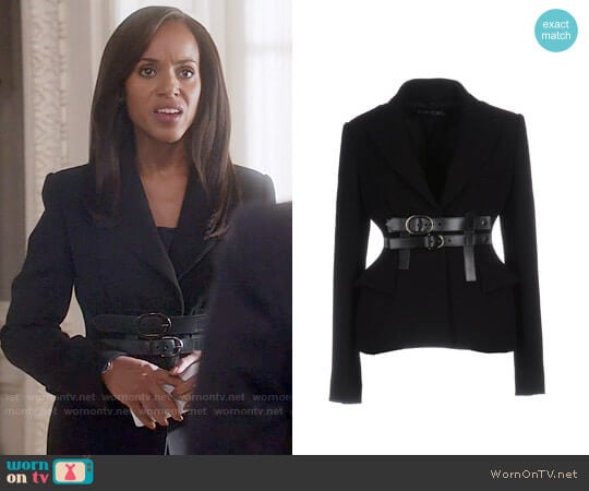 Tom Ford Belted Blazer worn by Olivia Pope (Kerry Washington) on Scandal