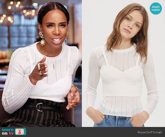 Topshop Corset Pointelle Top worn by Kelly Rowland on The Voice