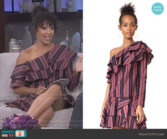 Wayf Cheyenne Top and Clark Skirt worn by Tamera Mowry on The Real