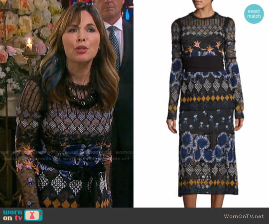 Yigal Azrouel Embroidered Lace Dress worn by Kate Roberts (Lauren Koslow) on Days of our Lives