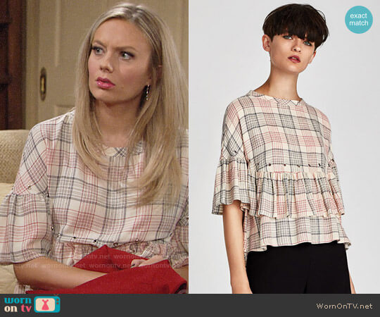 Zara Checked Top with Metal Eyelets worn by Abby Newman (Melissa Ordway) on The Young and the Restless