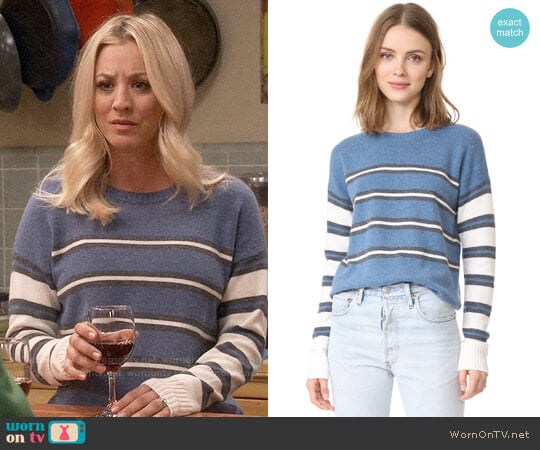 Derek Lam 10 Crosby Striped Crew Neck Sweater worn by Penny Hofstadter (Kaley Cuoco) on The Big Bang Theory