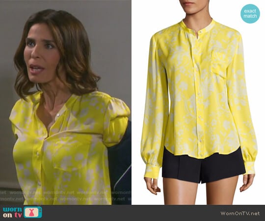 Walter Floral-Print Silk Blouse by ALC worn by Hope Williams (Kristian Alfonso) on Days of our Lives