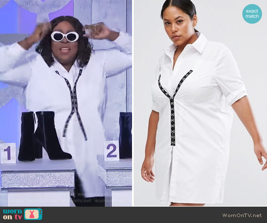 CURVE Cotton Shirt Dress with Hardware Detail by ASOS worn by Loni Love  on The Real