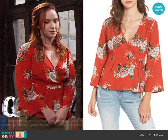 ASTR Floral Wrap Top worn by Mariah Copeland (Camryn Grimes) on The Young and the Restless