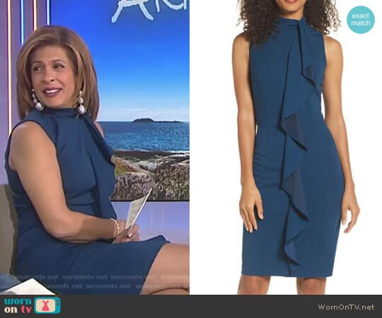 Ruffle Sheath Dress by Adrianna Papell worn by Hoda Kotb on Today