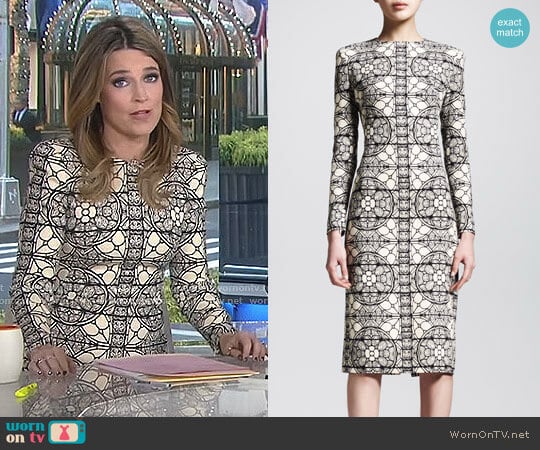 Stained Glass Sheath Dress by Alexander McQueen worn by Savannah Guthrie on Today