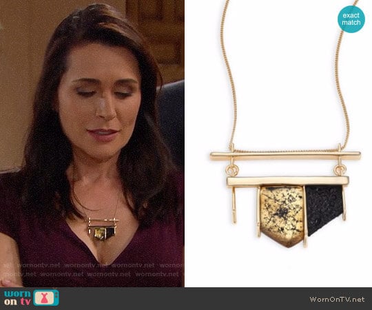 Alexis Bittar Crystal-Encrusted Lucite Pendant Necklace worn by Quinn Fuller (Rena Sofer) on The Bold and the Beautiful