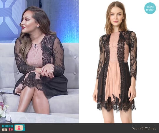 Kaylen Lace 3/4 Sleeve Dress by Alice + Olivia worn by Adrienne Houghton on The Real