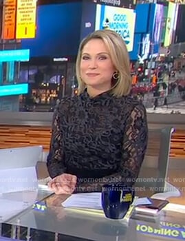 Amy’s black floral lace top on Good Morning America