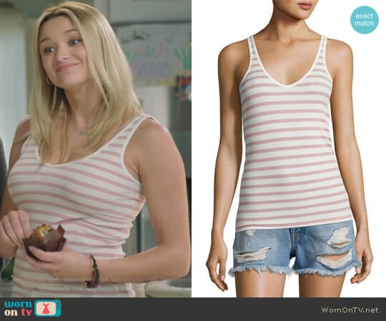 Striped Modal Rib Wrestler Tank by Anthony Thomas Melillo worn by Clementine Hughes (Hunter King) on Life in Pieces