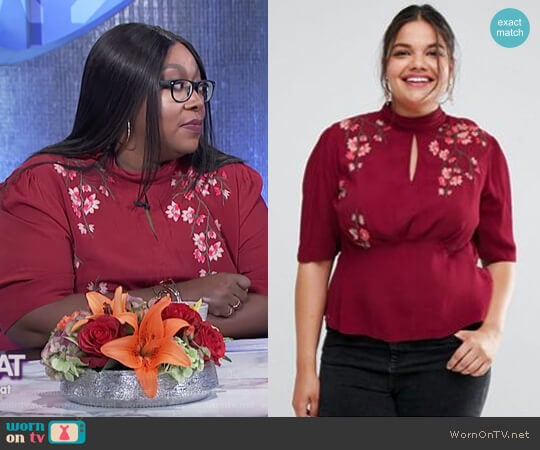 Tea Blouse With Embroidery by ASOS Curve worn by Loni Love  on The Real