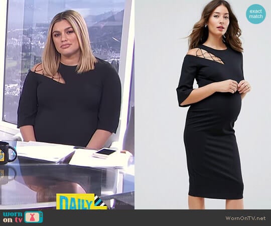 Maternity Fluted Sleeve Shift Dress with Ladder Detail by Asos worn by Carissa Loethen Culiner on E! News