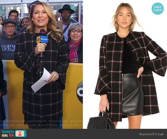 WornOnTV: Ginger’s black windowpane coat on Good Morning America ...