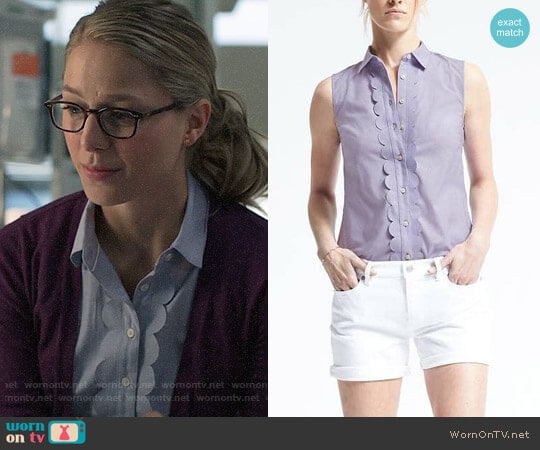 Banana Republic Riley Fit Scallop Shirt worn by Kara Danvers (Melissa Benoist) on Supergirl