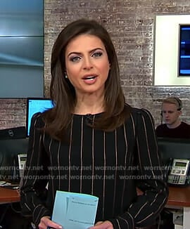 Bianna’s black pinstripe top on CBS This Morning