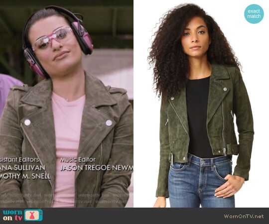 Genuine Suede Moto Jacket by Blank Denim worn by Valentina Barella (Lea Michele) on The Mayor