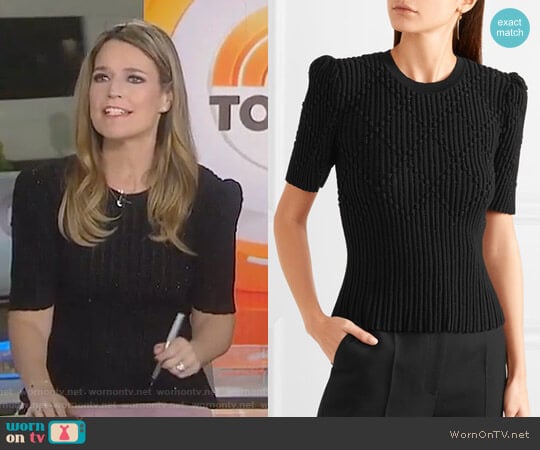 Metallic Ribbed Sweater by Bottega Veneta worn by Savannah Guthrie on Today