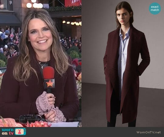 Detachable Rib Knit Collar Cashmere Coat by Burberry worn by Savannah Guthrie on Today