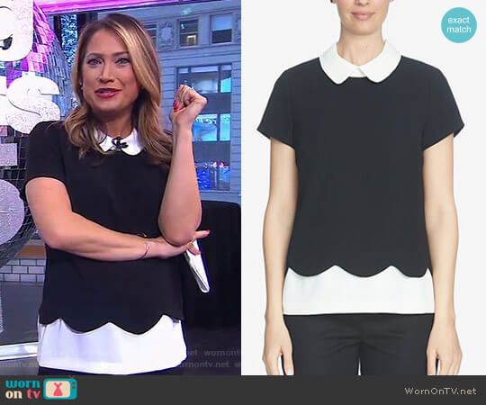 WornOnTV: Ginger’s black scalloped top with collar on Good Morning ...