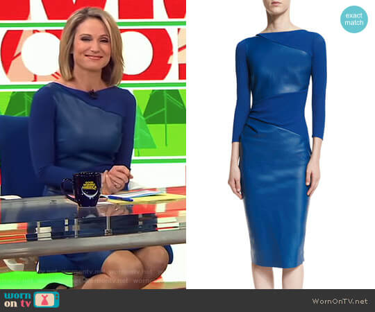 WornOnTV: Amy’s blue leather front dress on Good Morning America | Amy ...