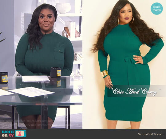 Rib Knitted Dress with Front Pockets by Chic and Curvy worn by Nina Parker on E! News