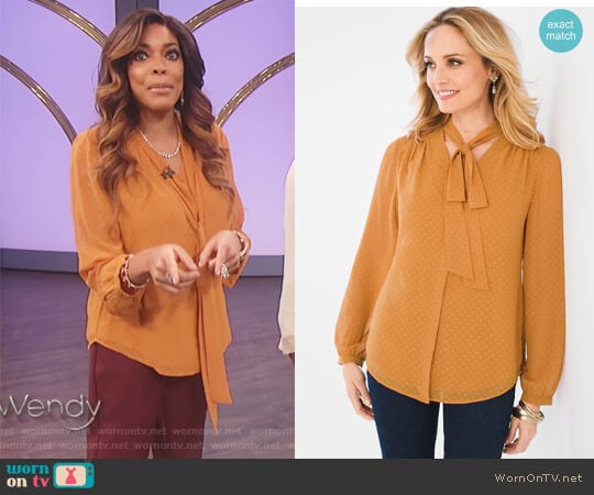 Jacquard Bow Top by Chicos worn by Wendy Williams on The Wendy Williams Show