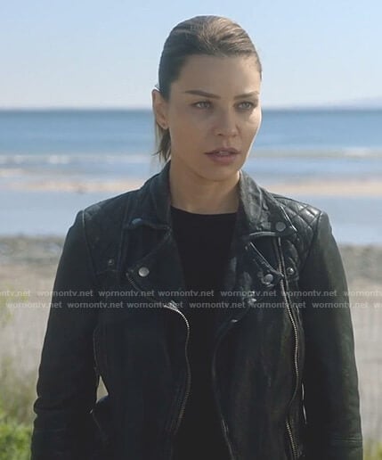 Chloe’s black moto jacket on Lucifer