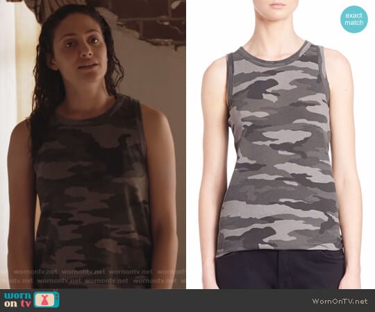 Sleeveless Camo Muscle Tee by Current Elliott worn by Fiona Gallagher (Emmy Rossum) on Shameless