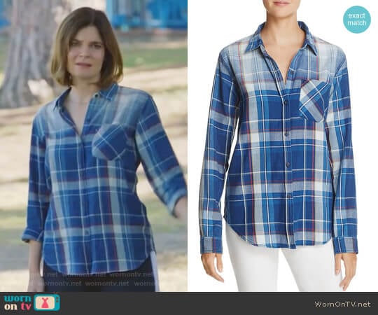 The Boyfriend Plaid Shirt by Current Elliott worn by Heather Hughes (Betsy Brandt) on Life in Pieces