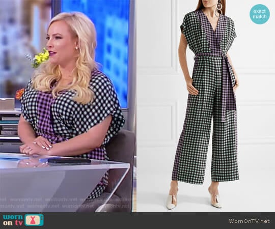 Gingham silk crepe de chine jumpsuit by Diane von Furstenberg worn by Meghan McCain on The View