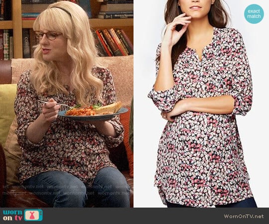 Daniel Rainn Maternity Floral-Print Split-Neck Tunic worn by Bernadette Rostenkowski (Melissa Rauch) on The Big Bang Theory