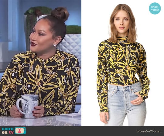 WornOnTV: Adrienne’s black and yellow floral print top on The Real ...