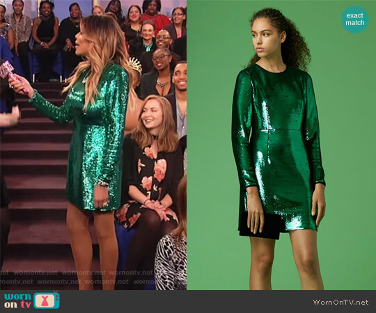 Long-Sleeve Tailored Sequin Mini Dress by Diane von Furstenberg worn by Wendy Williams on The Wendy Williams Show