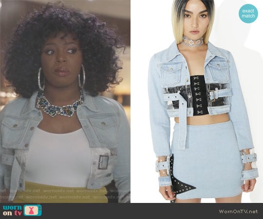 Replicant Clear Paneled Denim Jacket by Dolls Kill worn by Porsha Taylor (Ta'Rhonda Jones) on Empire