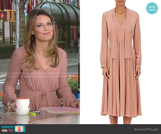 WornOnTV: Savannah’s pink long sleeved midi dress on Today | Savannah ...