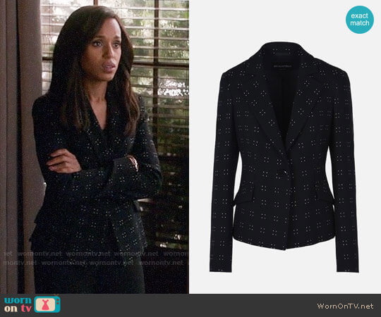 Emporio Armani Stretch Silk And Wool Jacket With Pin Dot Embroidery worn by Olivia Pope (Kerry Washington) on Scandal