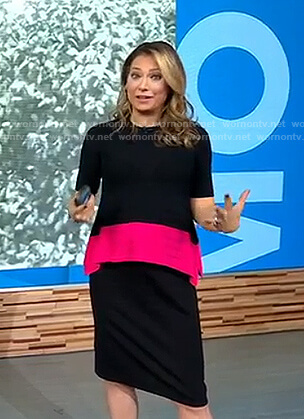 WornOnTV: Ginger’s black and pink colorblock top on Good Morning ...