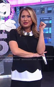 Ginger’s black scalloped top with collar on Good Morning America