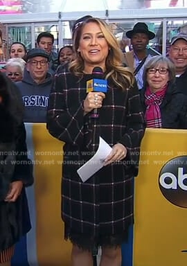 Ginger's black windowpane coat on Good Morning America