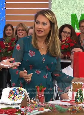 Ginger's green floral bell sleeve maternity dress on Good Morning America